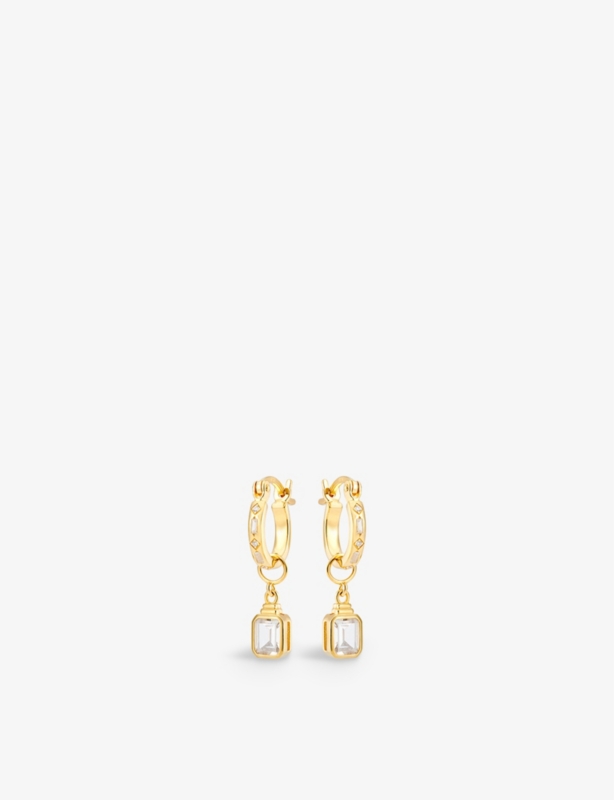 Iris 18ct yellow gold-plated sterling-silver and cubic zirconia hoop earrings