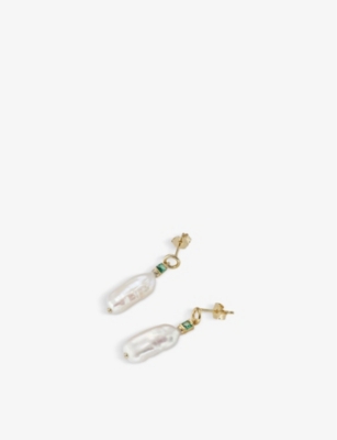 Shop V By Laura Vann Emily 18ct Yellow Gold-plated Recycled Vermeil Sterling-silver Baroque Pearl And Cubic Zirconia Drop