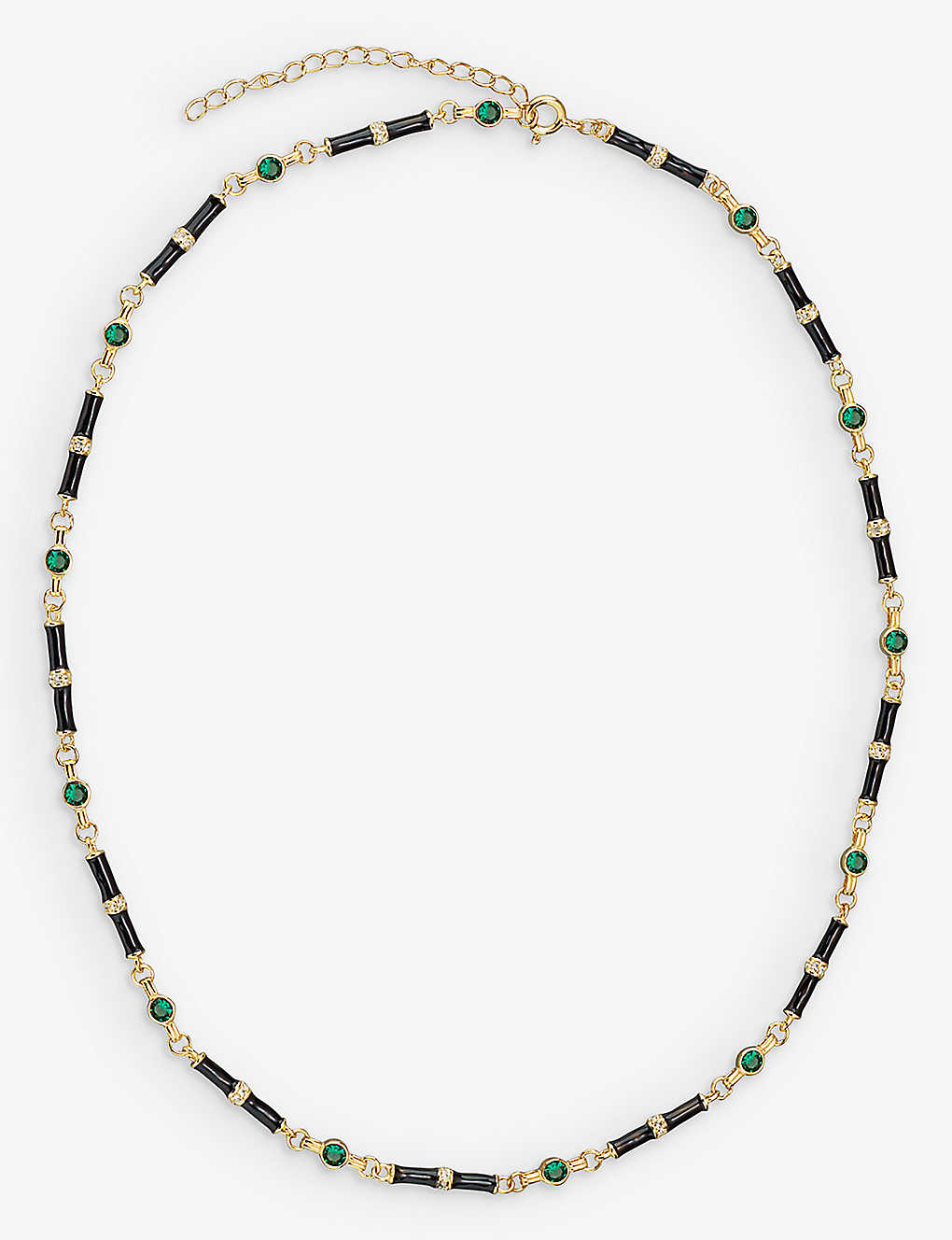 V By Laura Vann Marlowe 18ct Yellow Gold-plated Recycled Sterling-silver, Emerald, White Topaz And Enamel Pendant Ne