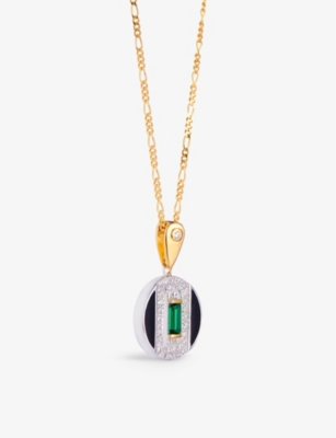 Shop V By Laura Vann Womens Gold Daphne 18ct Yellow Gold-plated Recycled Sterling-silver, Emerald, Cubic