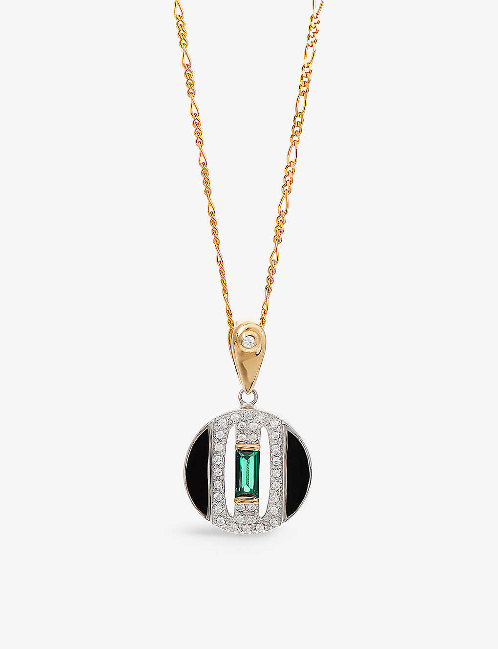 V By Laura Vann Womens Gold Daphne 18ct Yellow Gold-plated Recycled Sterling-silver, Emerald, Cubic