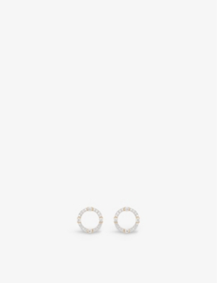 V BY LAURA VANN: Luna 18ct yellow gold-plated recycled sterling-silver and cubic-zirconia stud earrings