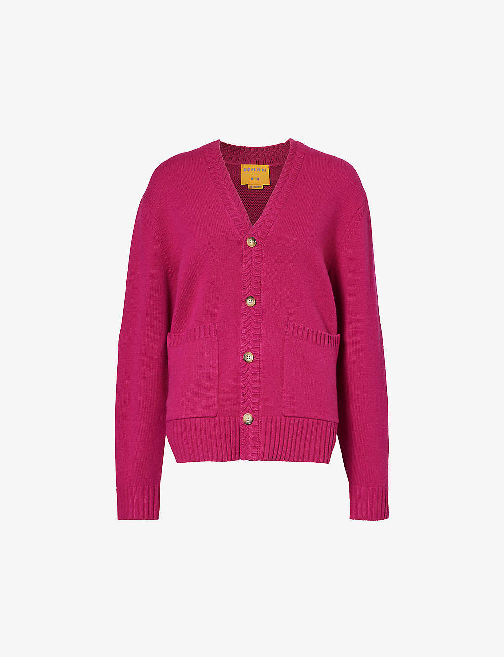 Guest In Residence Womens Magenta Relaxed-fit V-neck Cashmere Cardigan