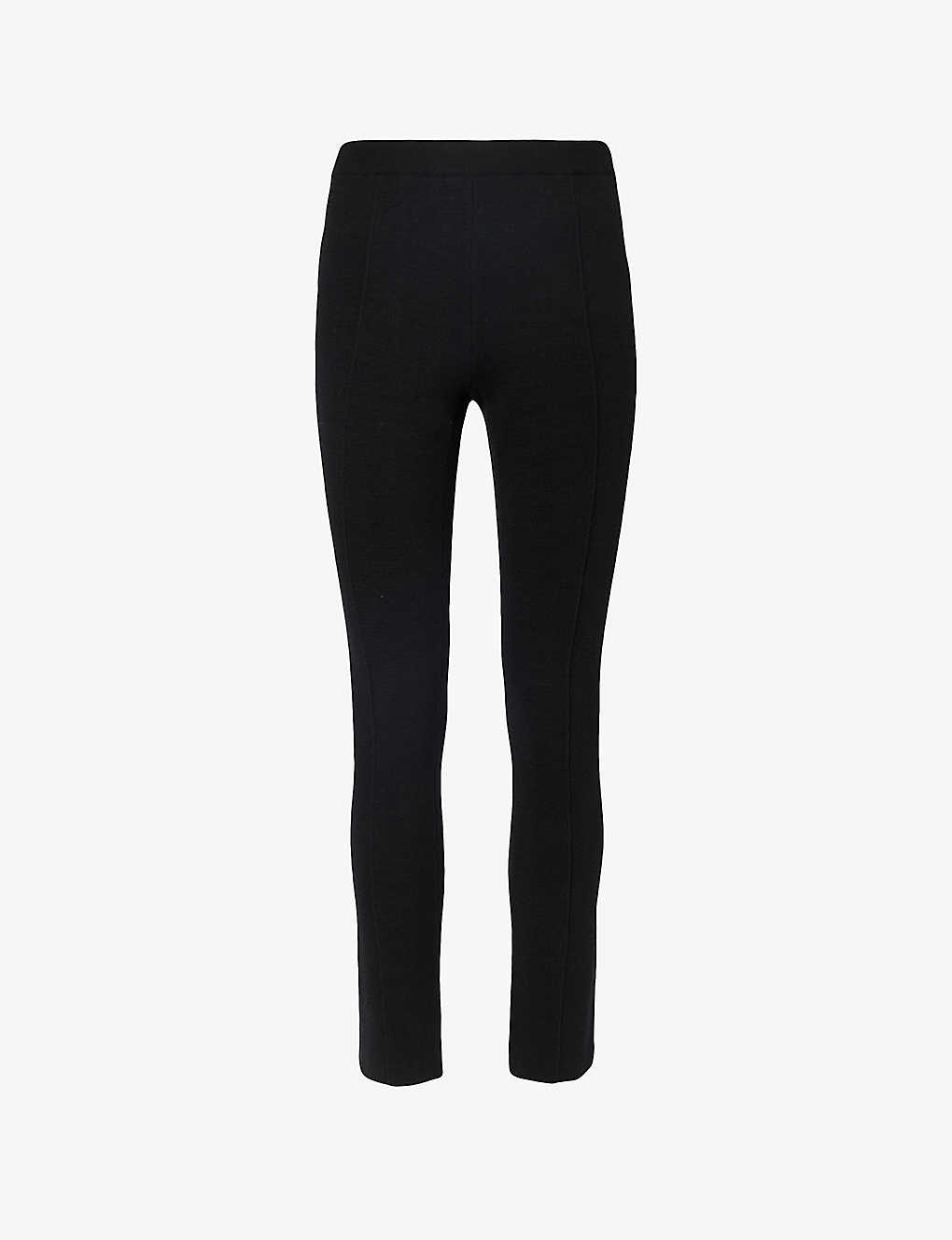 Barrie Womens Black Slim-leg Mid-rise Wool And Cashmere-blend Knitted Leggings