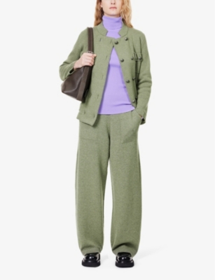 Shop Barrie Women's Moss X Sofia Coppola Straight-leg High-rise Cashmere Trousers In Green