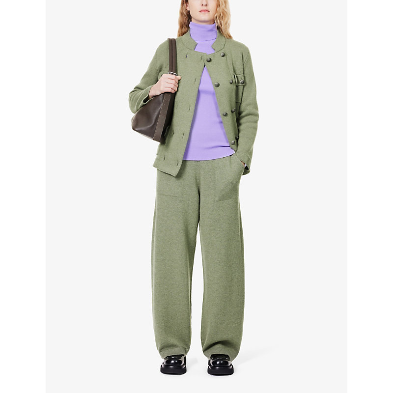 Shop Barrie Womens Moss X Sofia Coppola Straight-leg High-rise Cashmere Trousers In Green