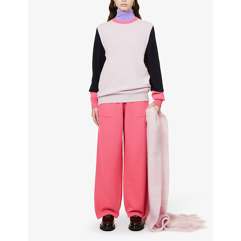 Shop Barrie Women's Multi X Sofia Coppola Straight-leg High-rise Cashmere Trousers In Multi-coloured