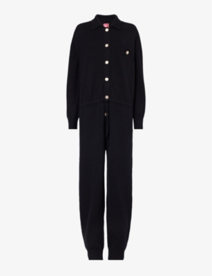 Shop Barrie X Sofia Coppola Straight-leg Cashmere Jumpsuit In Black