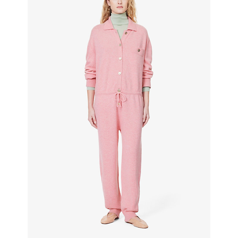 Shop Barrie X Sofia Coppola Straight-leg Cashmere Jumpsuit In Pink