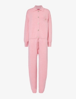 Barrie Womens Pink X Sofia Coppola Straight-leg Cashmere Jumpsuit