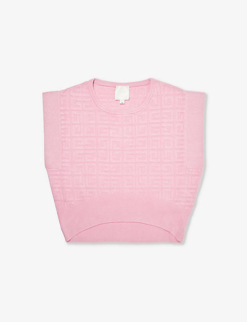 GIVENCHY: Logo-pattern sleeveless knitted top 8-12+ years