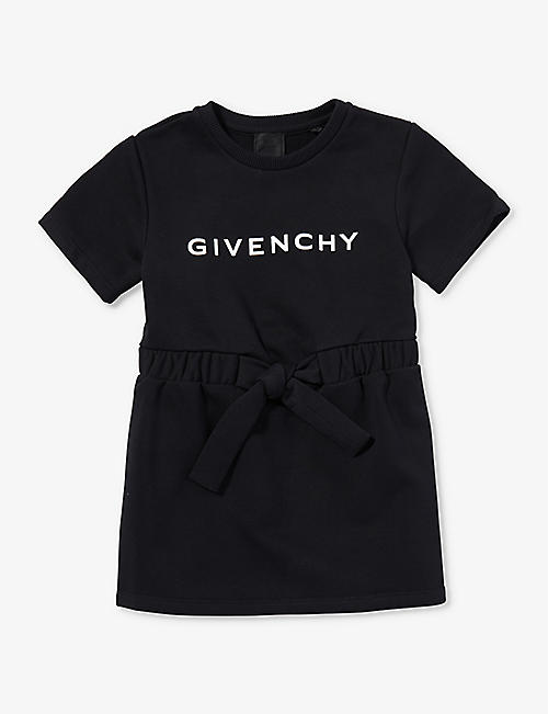 GIVENCHY: Logo text-print cotton-blend dress 4-12 years