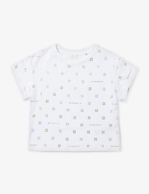 GIVENCHY: Foil-monogram short-sleeve stretch-cotton-jersey T-shirt 6-12 years