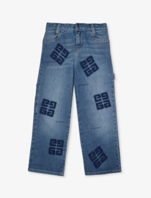 GIVENCHY: Brand text-pattern stretch-denim jeans 8-12+ years