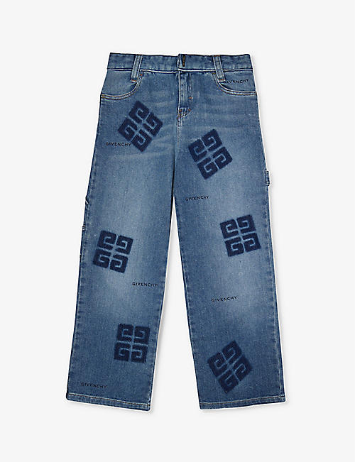 GIVENCHY: Brand text-pattern stretch-denim jeans 8-12+ years