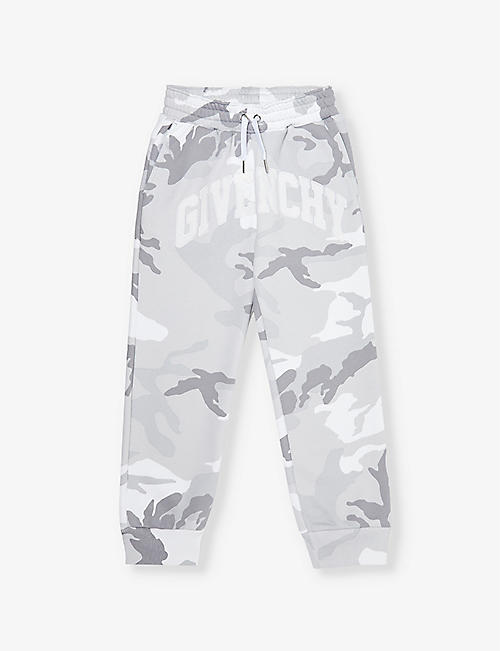 GIVENCHY: Logo-embroidered camo-print cotton-jersey jogging bottoms 6-12 years