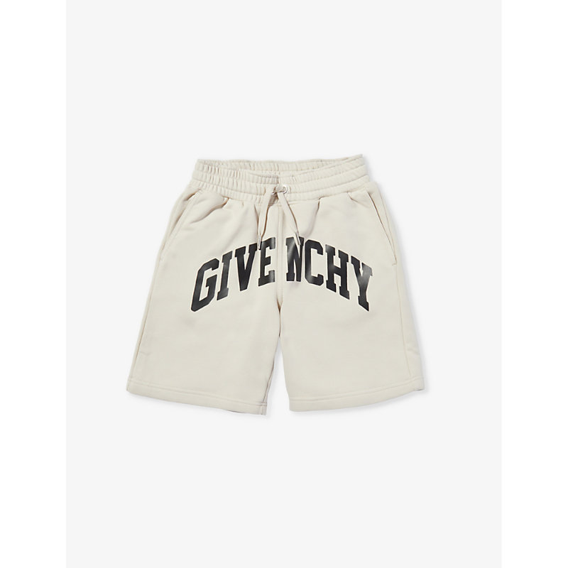 Givenchy Boys Cream Kids Monogram-print Regular-fit Cotton-blend Shorts 4-12 Years