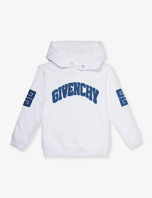 GIVENCHY: Branded appliqué cotton-blend hoody 6-12 years