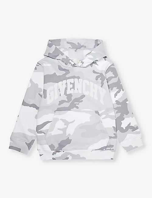 GIVENCHY: Logo-embroidered camo-print cotton-jersey hoody 6-12 years