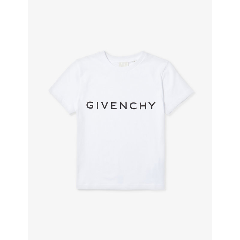 Givenchy Boys White Kids Logo-print Short-sleeve Cotton-jersey T-shirt 4-12 Years