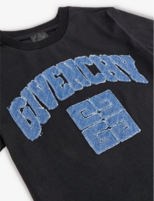 Shop Givenchy Boys Black Kids Logo-appliqué Cotton-jersey T-shirt 6-12 Years