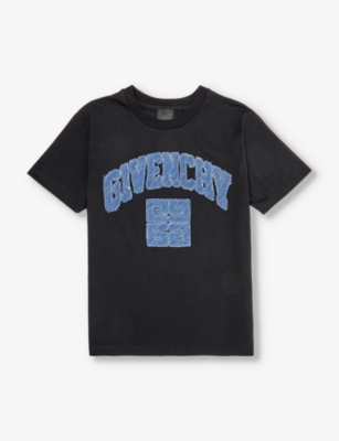 Shop Givenchy Boys Black Kids Logo-appliqué Cotton-jersey T-shirt 6-12 Years