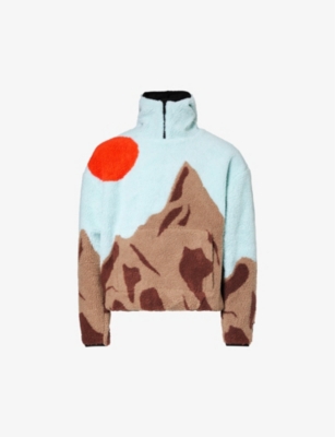 MARKET: Peaked graphic-design relaxed-fit fleece jacket