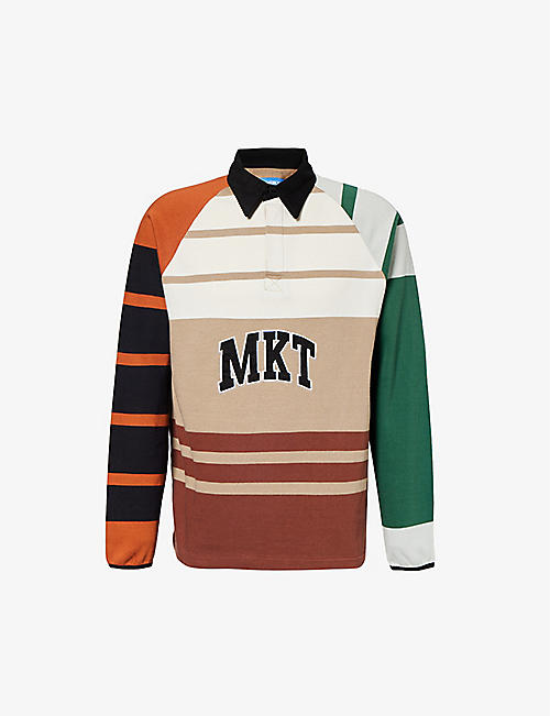 MARKET: Brand-embroidered striped regular-fit cotton-jersey shirt