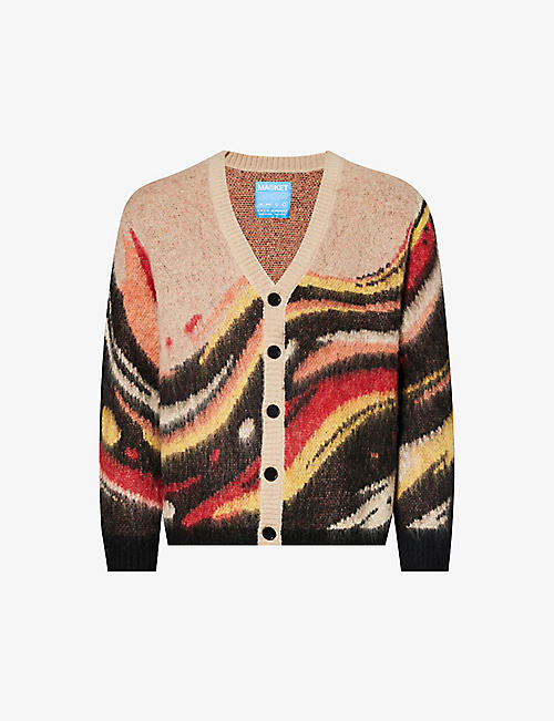 MARKET: Paint abstract-pattern knitted cardigan