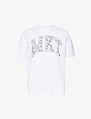 Market Mens White Rhinestone Arc Branded Cotton-jersey T-shirt