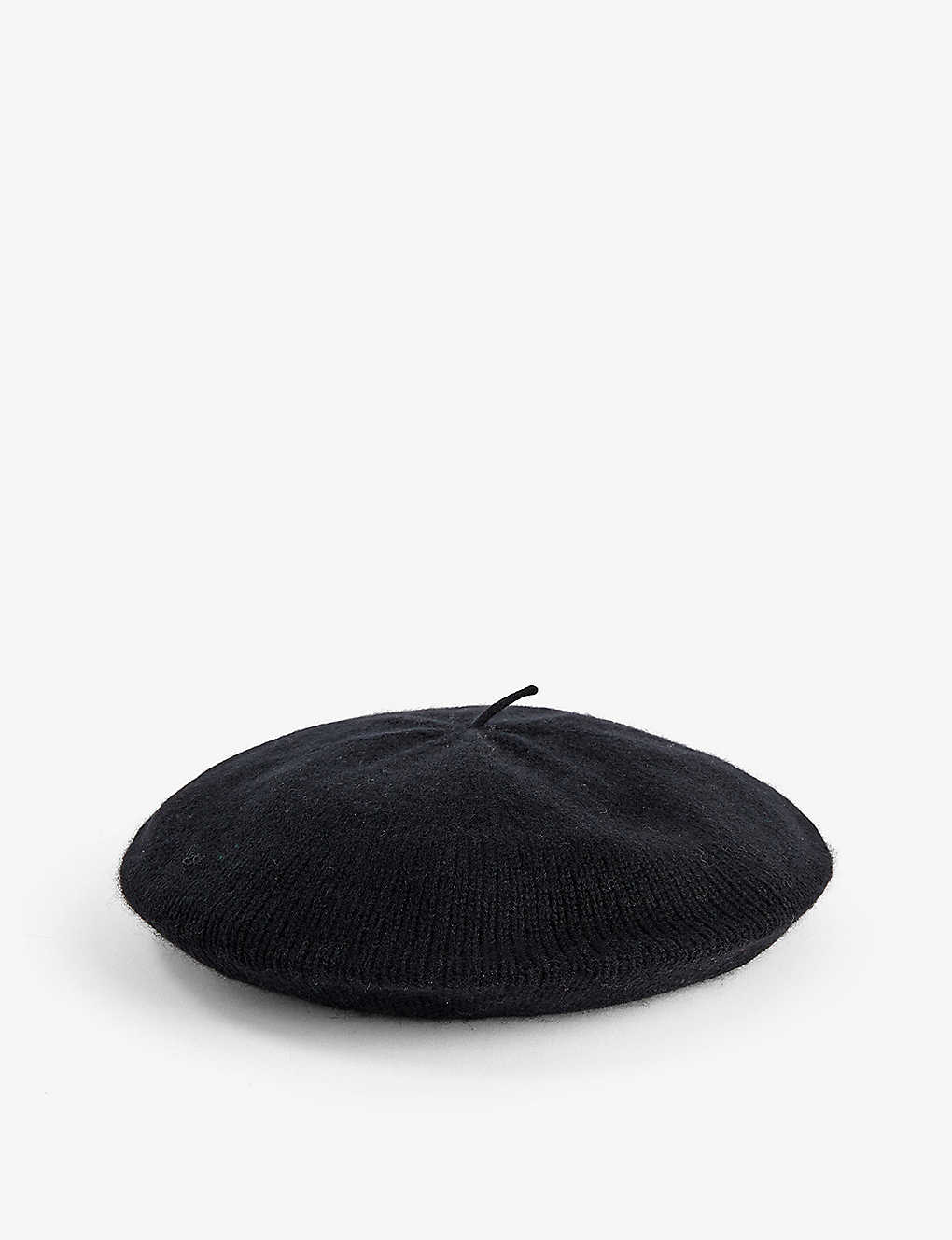 Loop Cashmere Womens Black Ribbed Brushed-texture Cashmere Beret
