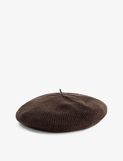 LOOP CASHMERE: Ribbed brushed-texture cashmere beret
