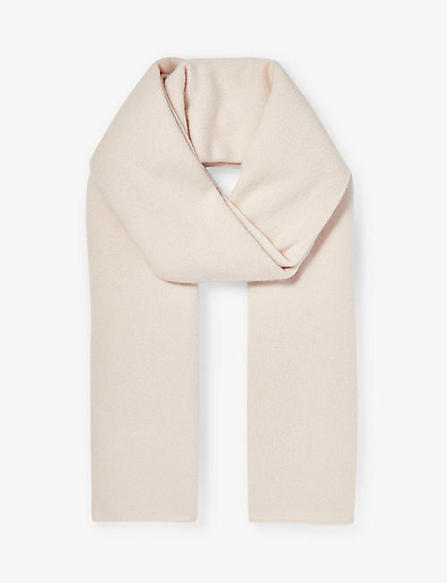 LOOP CASHMERE: Ribbed-trim brushed-texture cashmere scarf