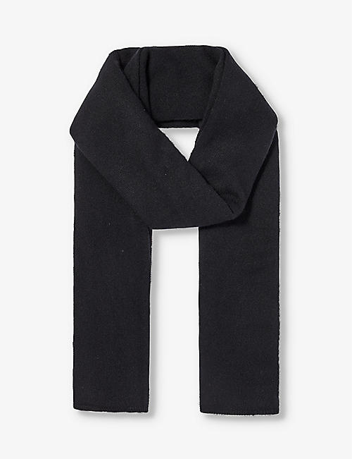 LOOP CASHMERE: Ribbed-trim brushed-texture cashmere scarf