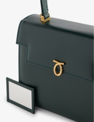 Shop Launer Forest Green Traviata Leather Top-handle Bag