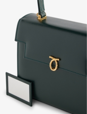 Launer Forest Green Traviata Leather Top-handle Bag In Forest Green