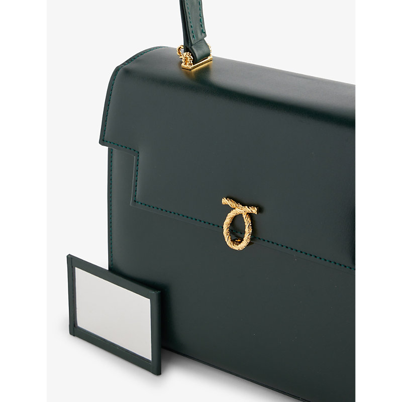 Shop Launer Forest Green Traviata Leather Top-handle Bag