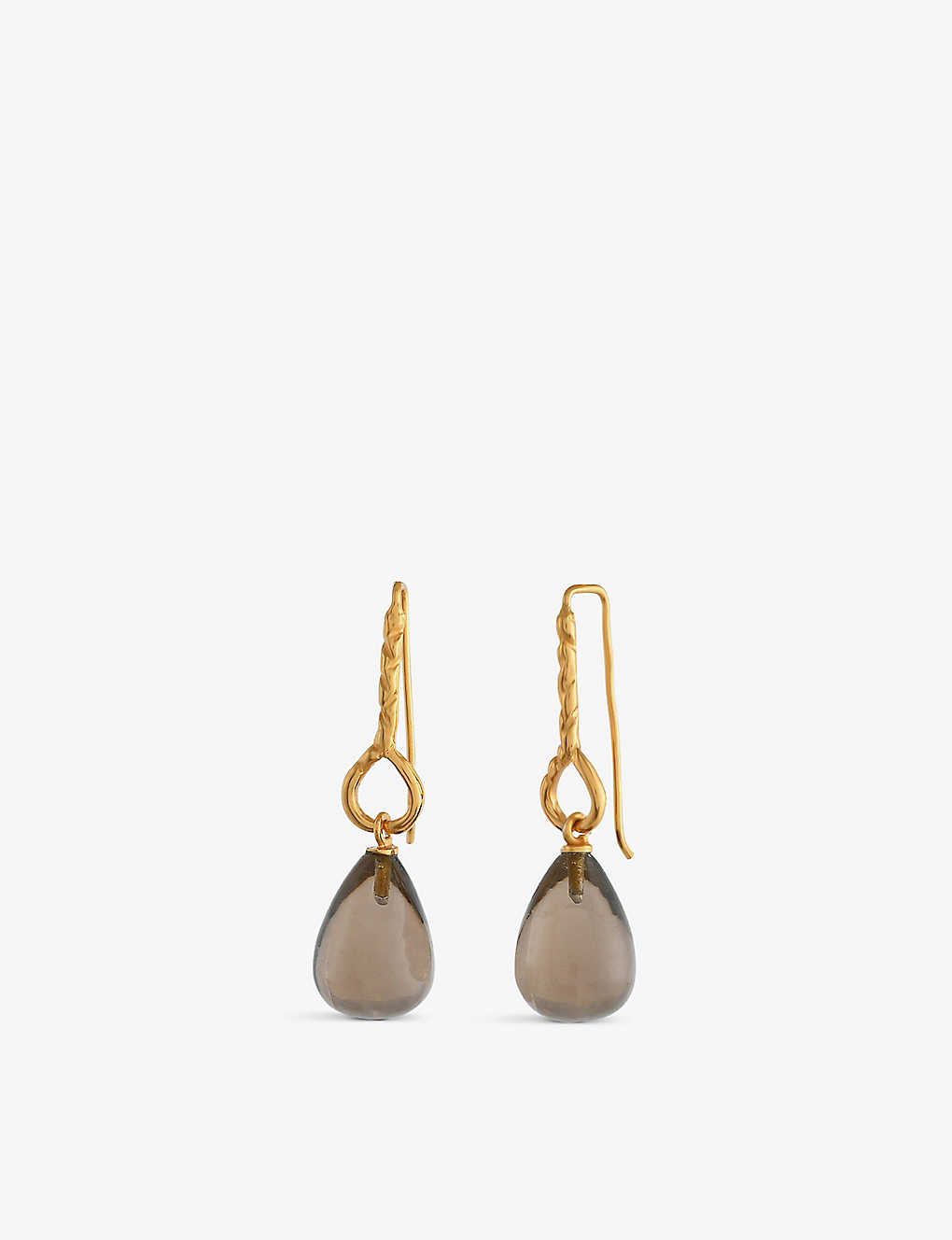 Shyla Helena 22ct Yellow Gold-plated Sterling-silver And Glass Drop Earrings In Brown