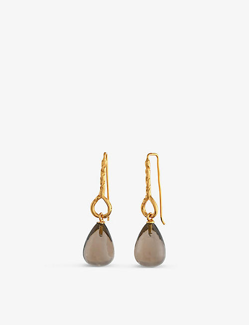 SHYLA: Helena 22ct yellow gold-plated sterling-silver and glass drop earrings