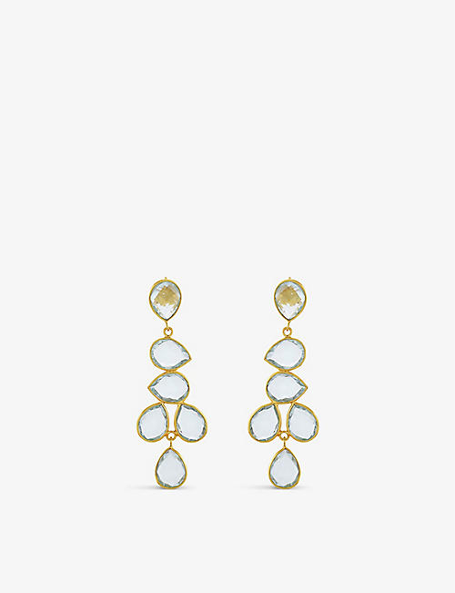 SHYLA: Sheena 22ct yellow gold-plated sterling-silver and glass drop earrings