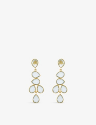Shyla Sheena 22ct Yellow Gold-plated Sterling-silver And Glass Drop Earrings In Blue