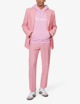 Shop Pleasing Men's Hot Pink Brand-print Cotton-jersey Hoody