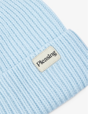 Shop Pleasing Logo-patch Folded-brim Wool-knit Beanie In Blue