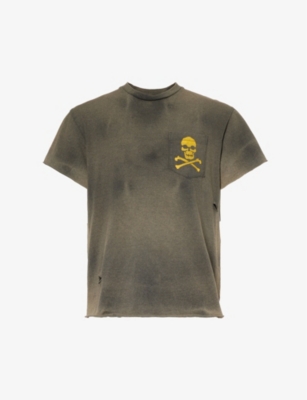 Gallery Dept. Gallery Dept Mens Black Zip Graphic-print Cotton-jersey T-shirt In Black