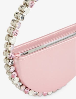 Shop L'alingi Eternity Crystal-embellished Satin Clutch Bag In Pink