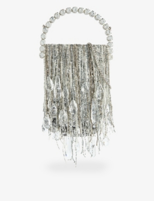 Shop L'alingi Eternity Micro Woven Clutch Bag In Silver