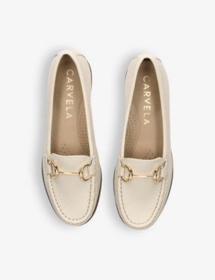 Shop Carvela Comfort Click Horsebit-chain Leather Loafers In Bone