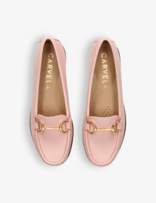 Carvela Comfort Womens Pink Click Horsebit-chain Leather Loafers In Pink