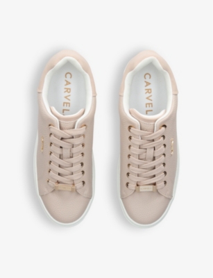 Shop Carvela Women's Taupe Dream 2 Logo-badge Faux-leather Low-top Trainers