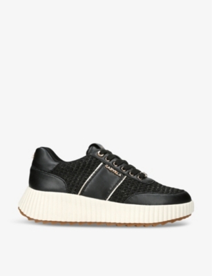 Carvela Womens Black Avenue Logo-embellished Woven Low-top Trainers